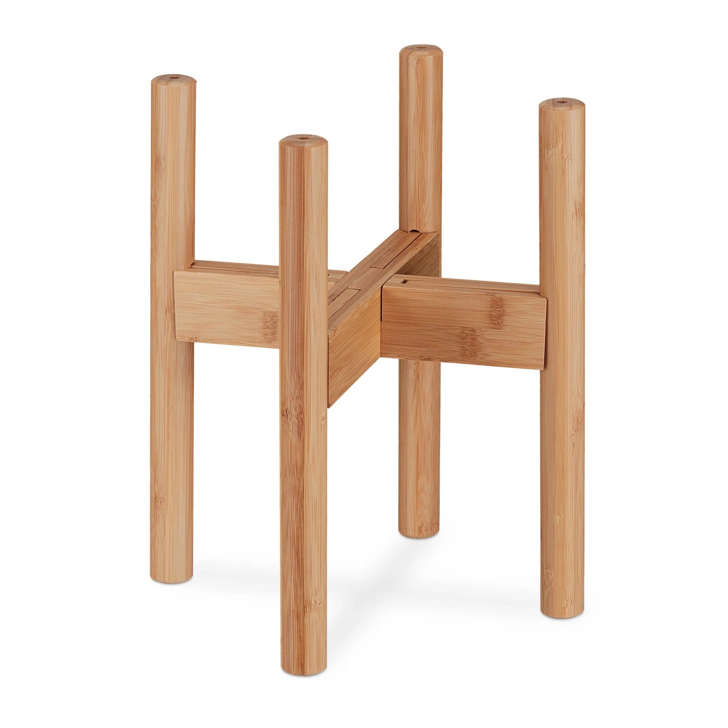 Relaxdays Pflanzenständer 2er Set Bambus Natur Verstellbar 35,5 cm x ø 29,5 cm 2 x 1,1 kg