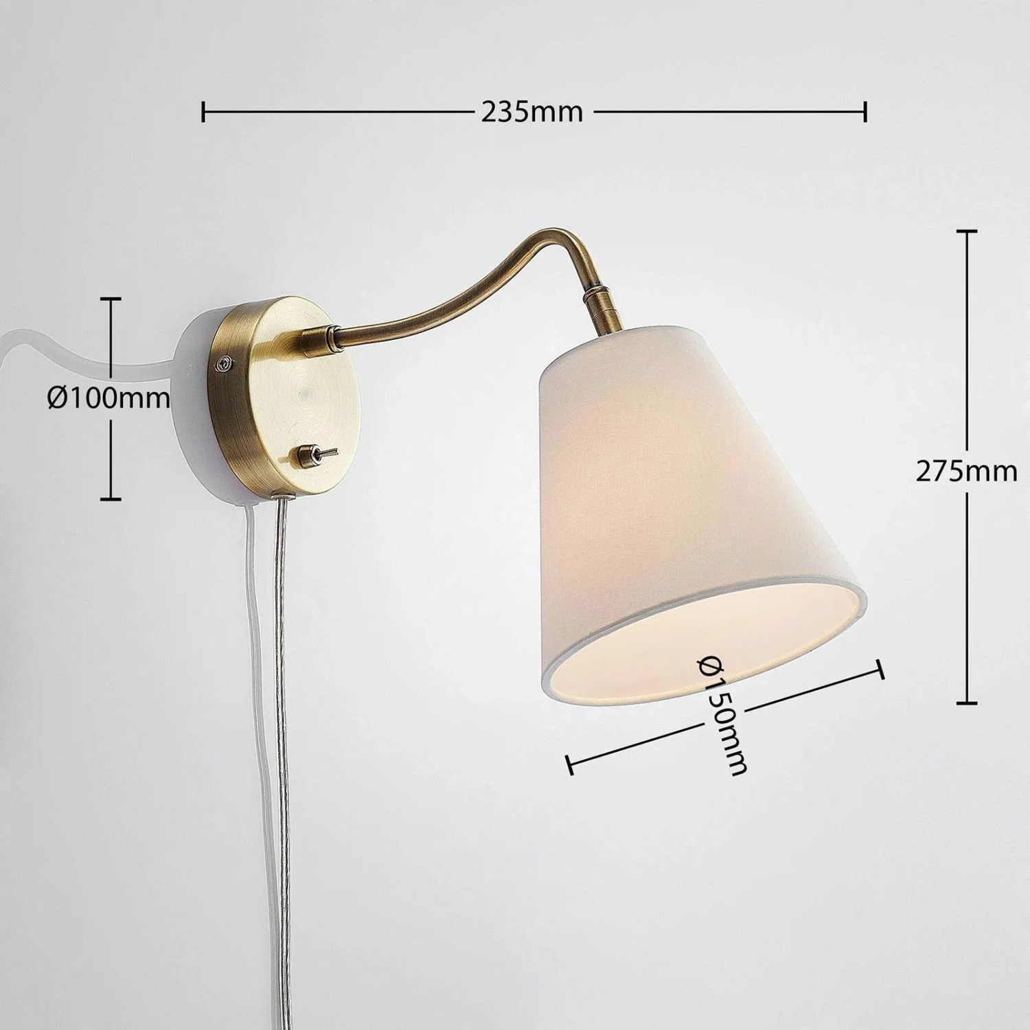 Lindby Wandleuchte Wandlampe Innen Ethan 9624686 Retro Vintage Antik in Gold Messing 1-flammig E14 Wohnzimmerleuchte_4