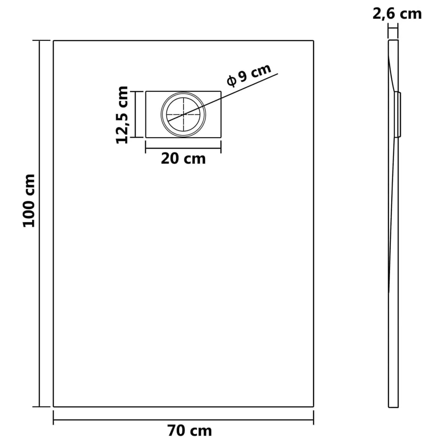 vidaXL Duschwanne SMC Weiß 100x70 cm 144771_6