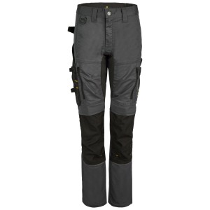 Graue Hans Schäfer Workwear Bundhose Amazone für Damen mit schwarzen Knie- & Beinpartien, vielen Taschen & D-Ring.