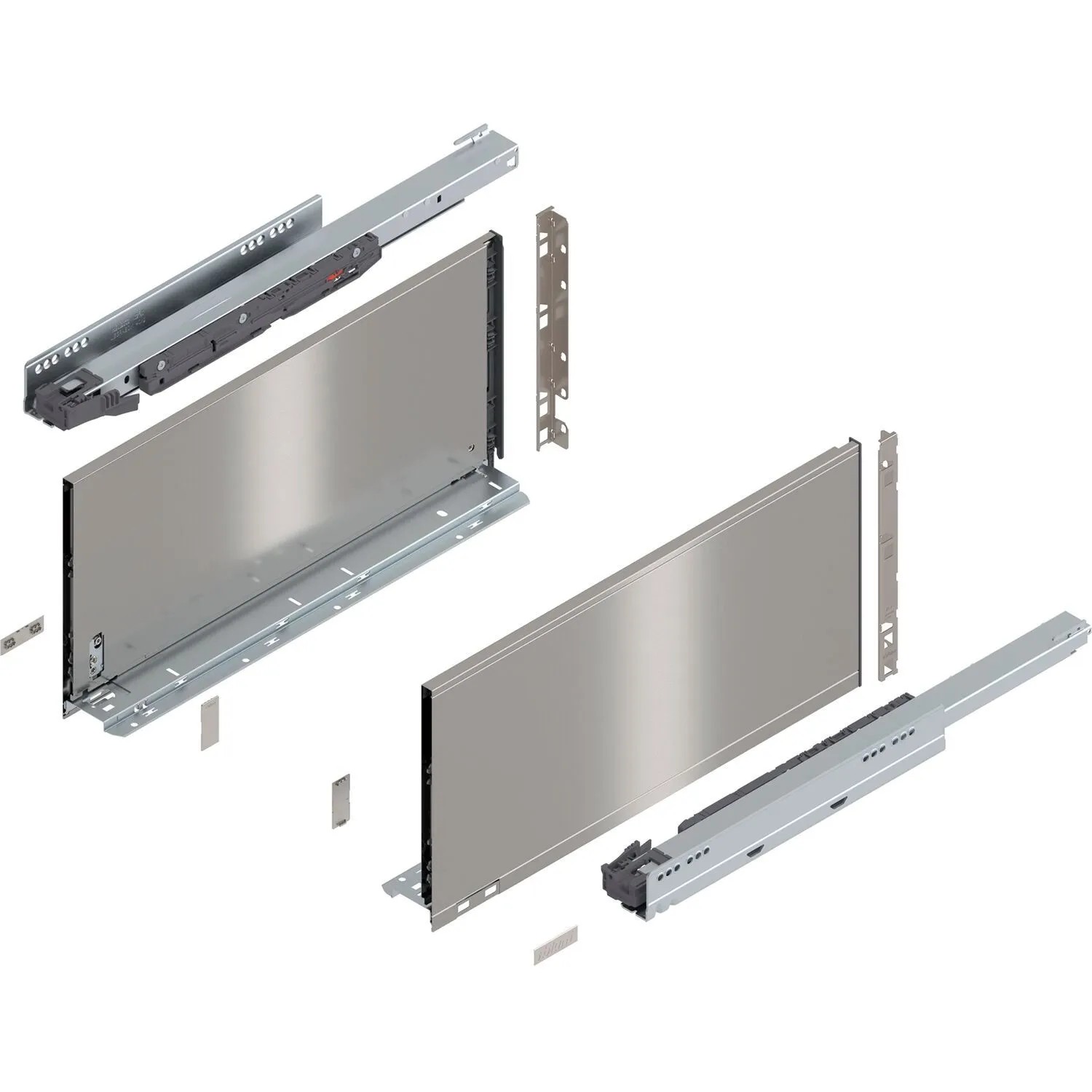 Blum Legrabox Pure Set Höhe F Tip-On Vollauszug 500 mm 40 kg Inox 1 Paar