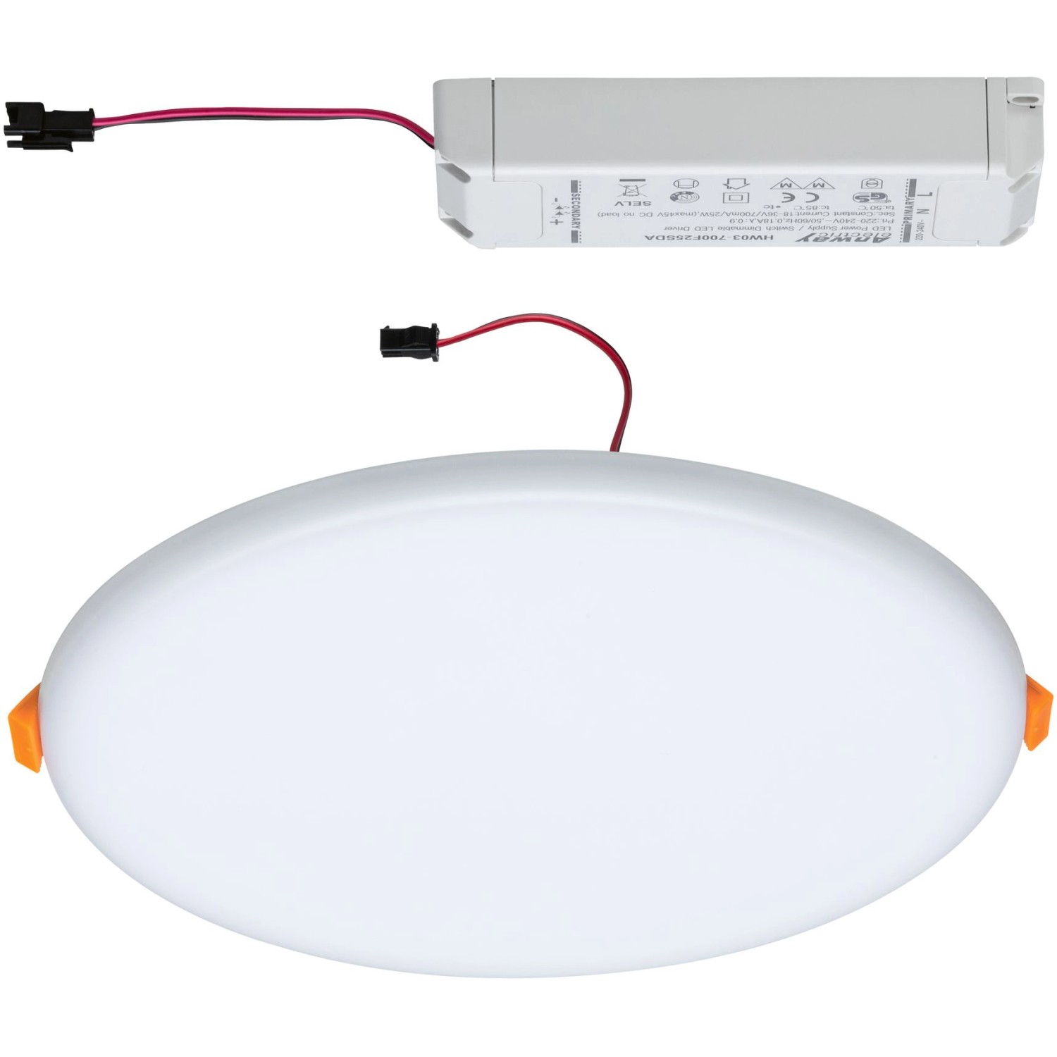 Rundes, dimmbares Paulmann LED-Einbaupanel Veluna VariFit, 21W, für flexible Montage.