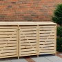 Mülltonnenbox Vario III für 3 Tonnen aus Kiefernholz, naturbelassen.