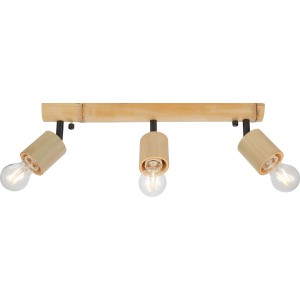 3er Spot Bavano E27 in Bambus-Optik mit drei Leuchtmitteln. Deckenleuchte für Innenräume.