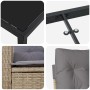 Detailansichten des vidaXL Gartentischsets: Tischplatte, Gestell, Rattan mit Kissen.