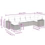vidaXL 7-tlg. Garten-Sofagarnitur, beige Poly Rattan, mit Maßen. Ideal für Terrasse und Garten.