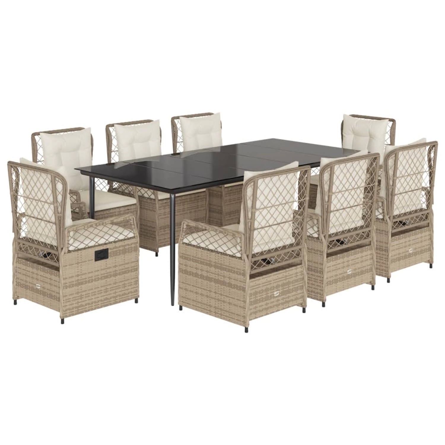 vidaXL 9-Tlg Garten-Essgruppe mit Kissen Beige Poly Rattan 3263019 günstig online kaufen