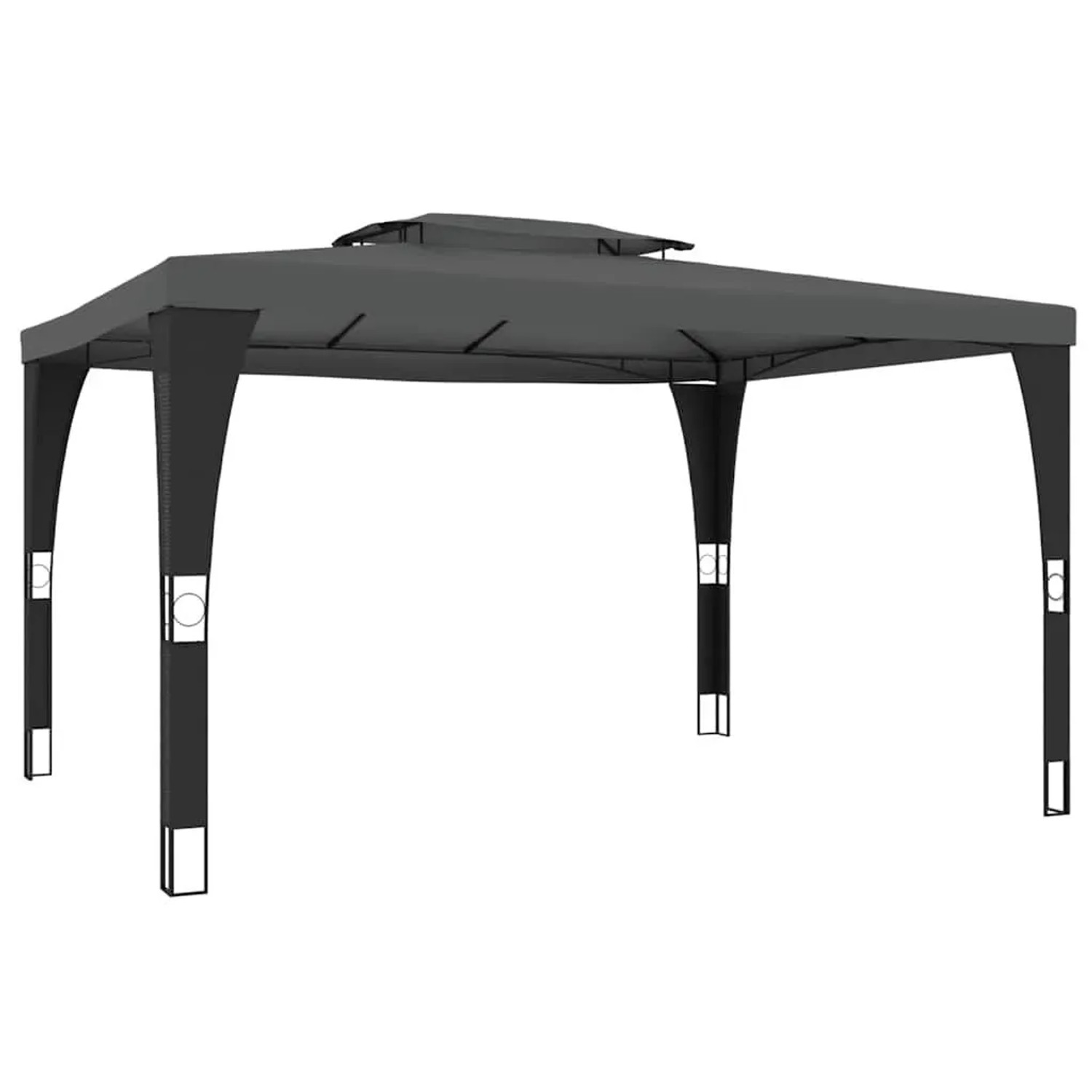 vidaXL Pavillon mit Doppeldach Anthrazit 3,98x2,98 m Stahl 368443