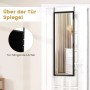 Costway Wandspiegel mit Hängehaken in Schwarz, als Garderobenspiegel an Tür montiert.