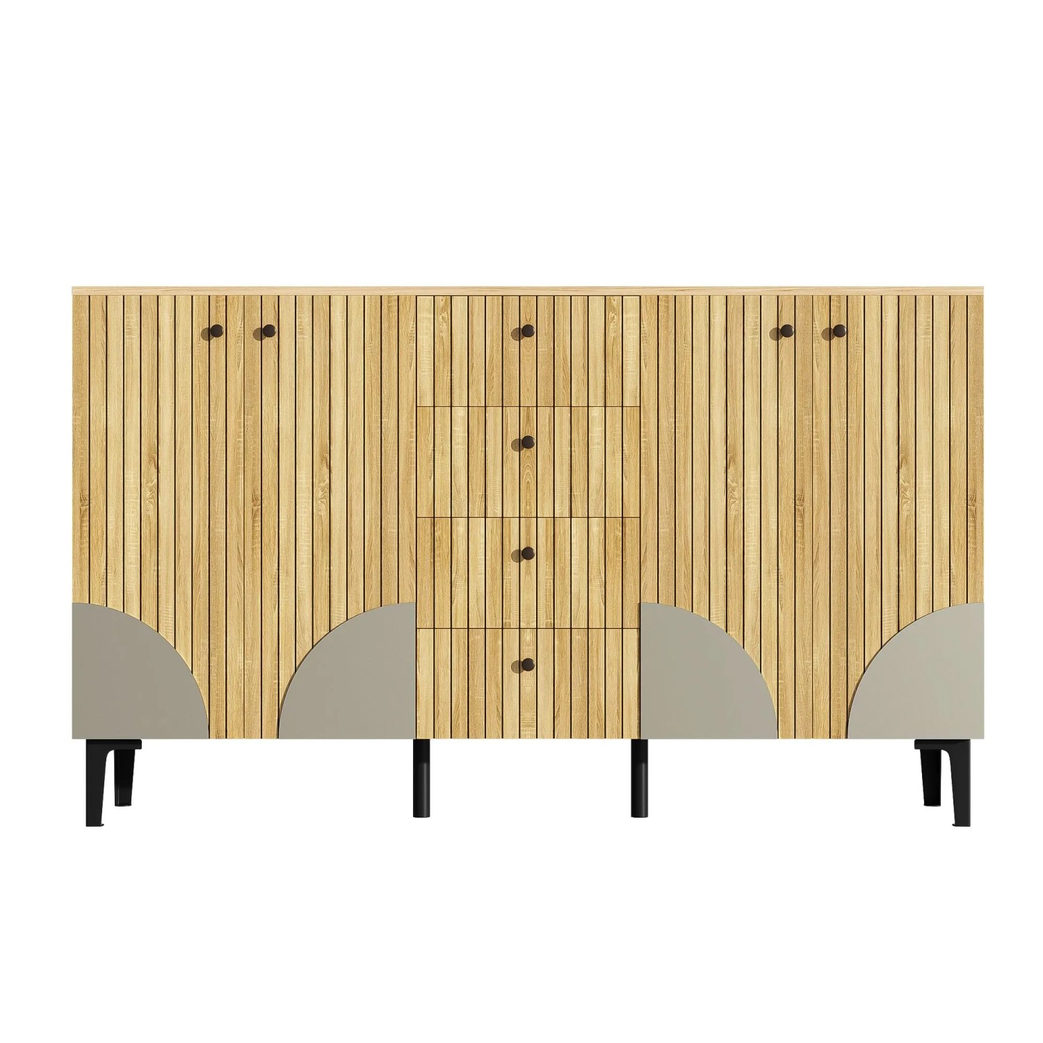 PXloue Sideboard Wohnzimmerschrank  160x36x94 cm mit 4 Türen 4 Schubladen Holzoptik Wohnzimmer Esszimmer Flur