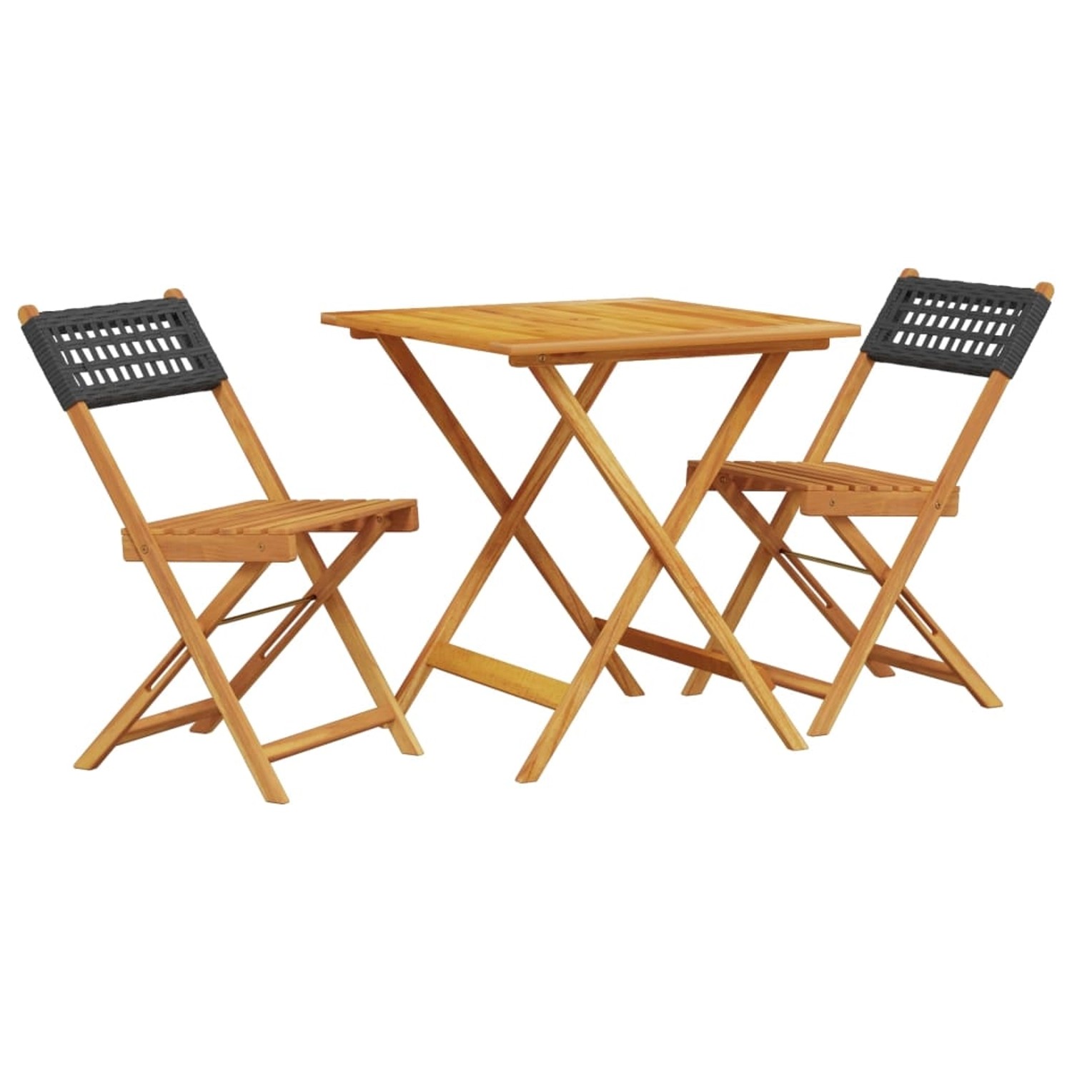 vidaXL 3-tlg Bistro-Set Schwarz Poly Rattan und Massivholz Modell 1