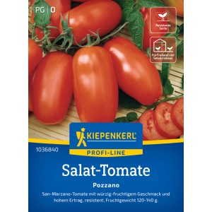 Kiepenkerl Tomaten Pozzano: San-Marzano Gemüsesamen mit flaschenförmigen, roten Früchten.