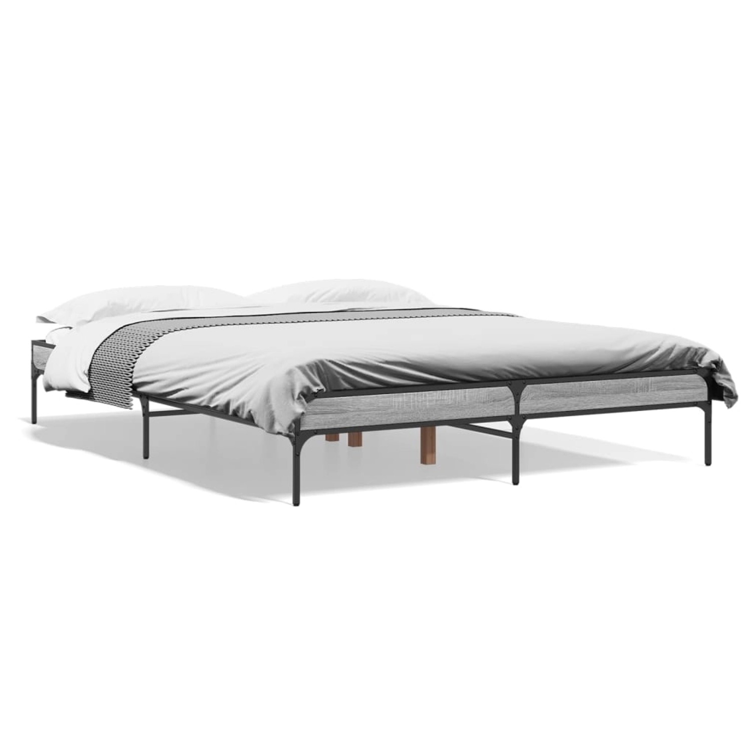 vidaXL Bettgestell Grau Sonoma 150x200 cm Holzwerkstoff und Metall 845014 günstig online kaufen