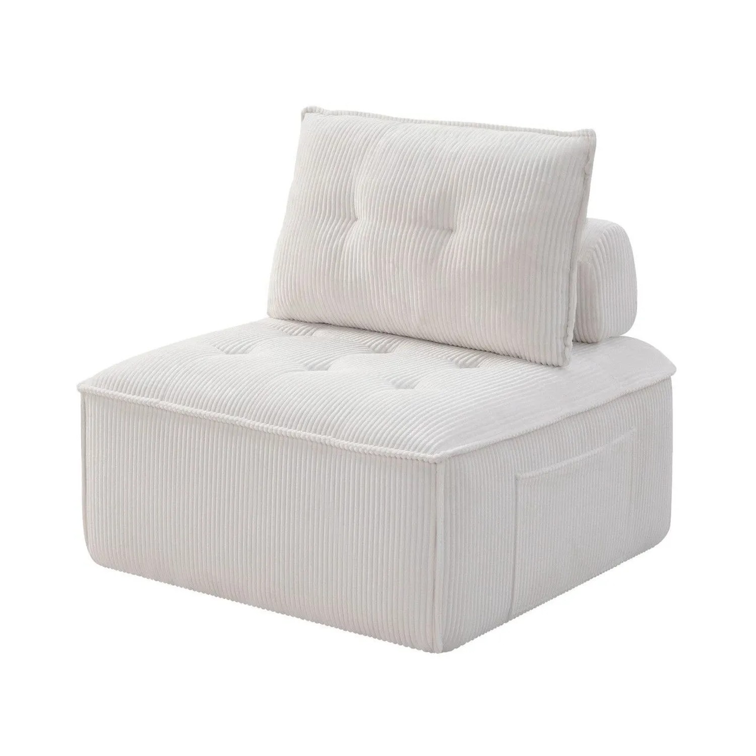 GLP Sofamodul Cordstoff 84x84 cm Bodensofa ohne Montage Cremeweiß