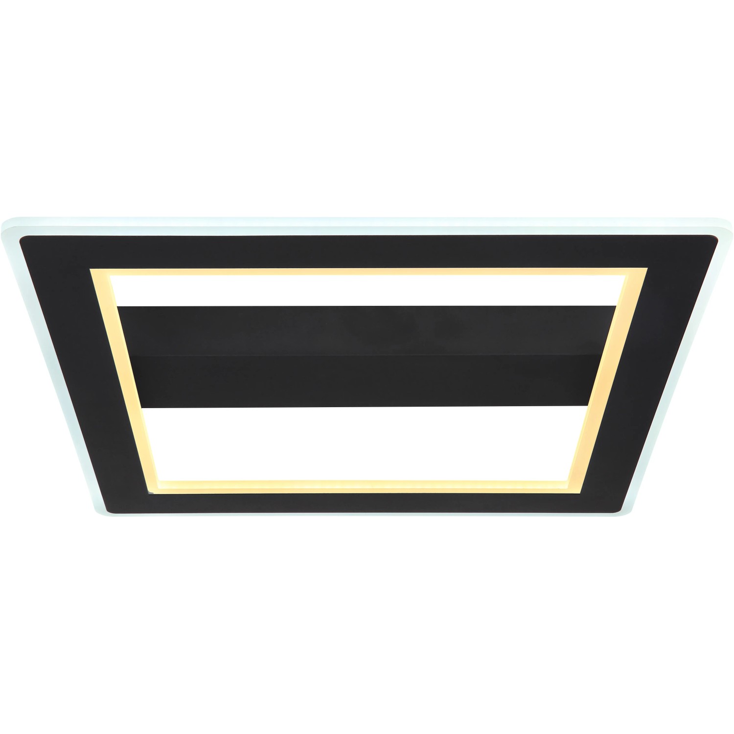 Moderne, schwarze LED-Deckenleuchte Mattia, quadratisch, 45x45 cm.