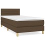 Dunkelbraunes Boxspringbett 80x200 cm mit Matratze und Kopfteil.