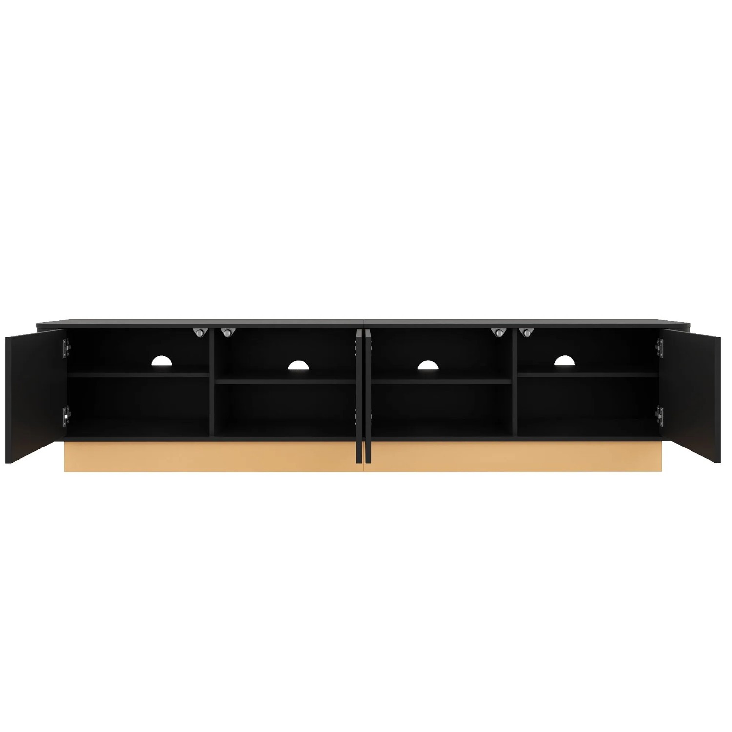 okwish TV Lowboard Geriffelt Luxus 4 Türen Verstellbare Fächer MDF 200x40x47.5cm Schwarz