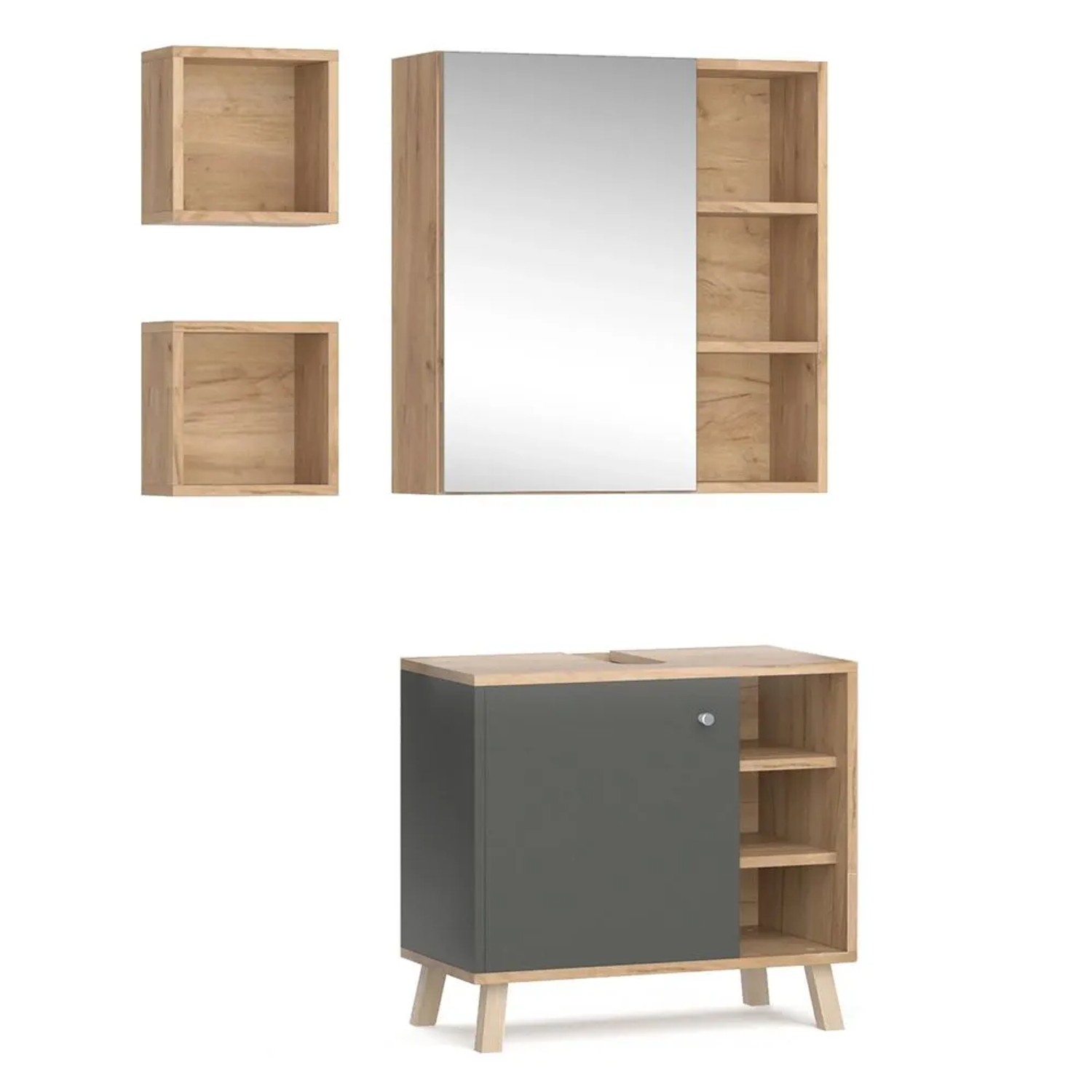 Vicco Badmöbel-Set Senyo Anthrazit 60 x 54 2-teilig