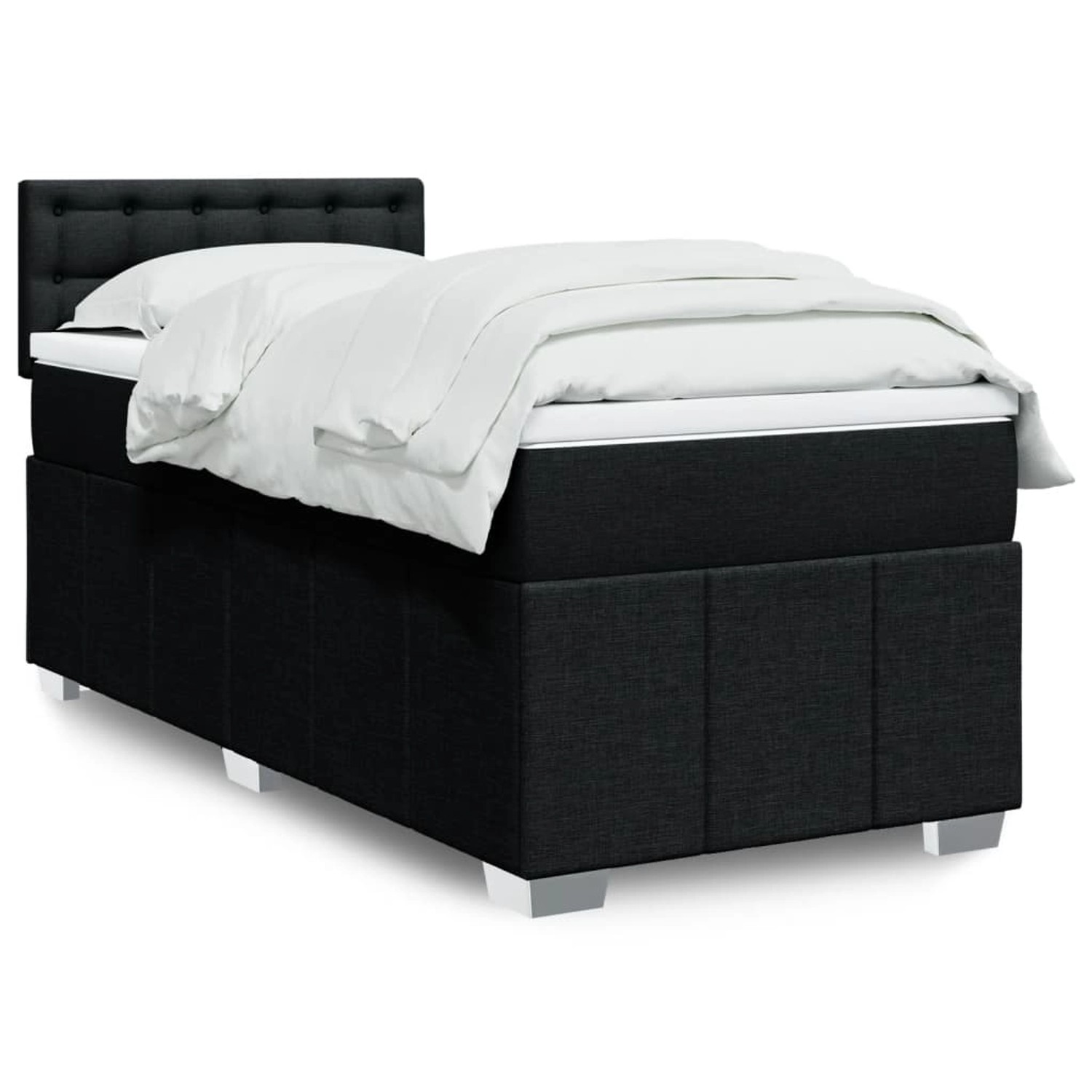 vidaXL Boxspringbett mit Matratze Schwarz 90x190 cm Stoff 3289239 günstig online kaufen