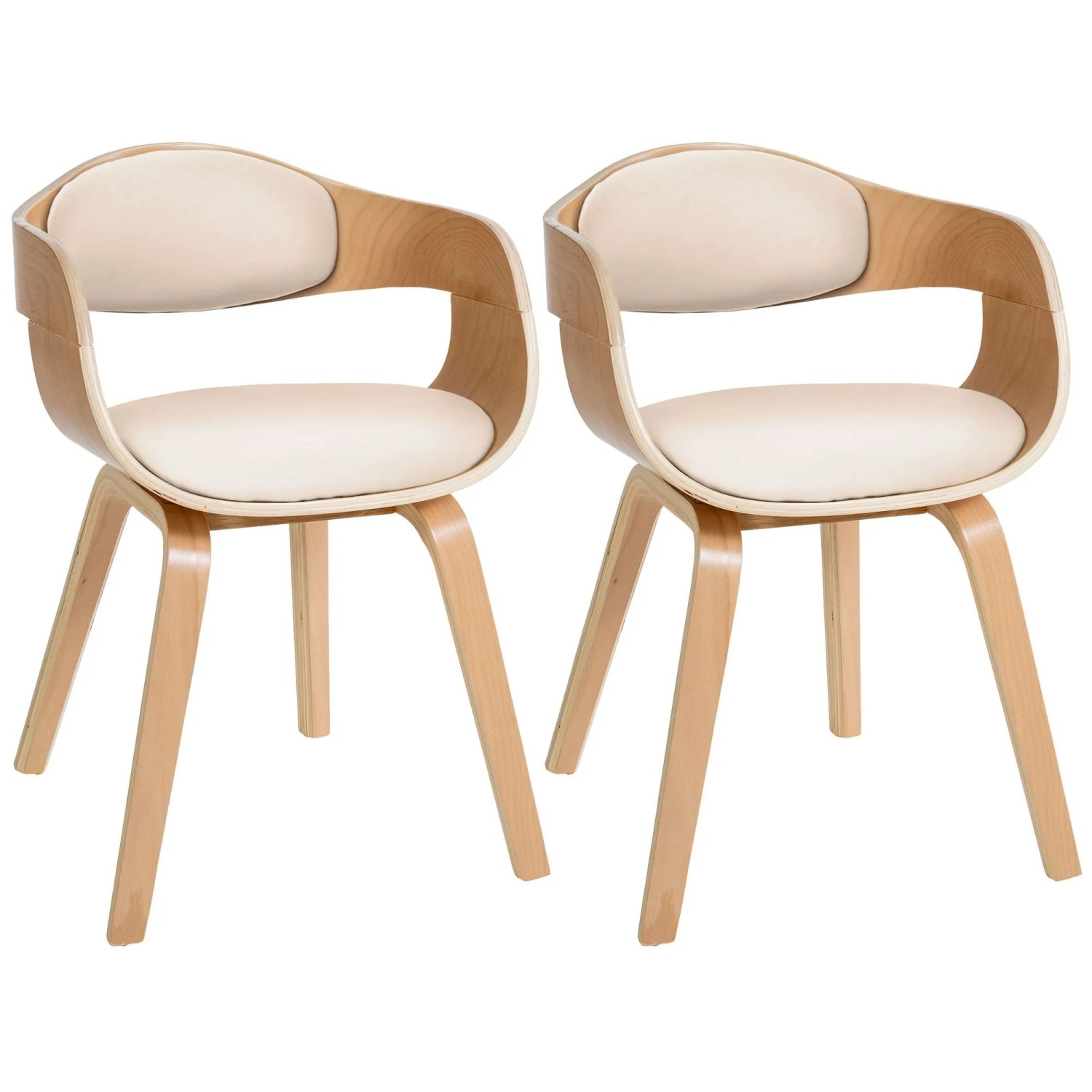 CLP 2er Set Stühle Kingston Kunstleder Natura/Creme