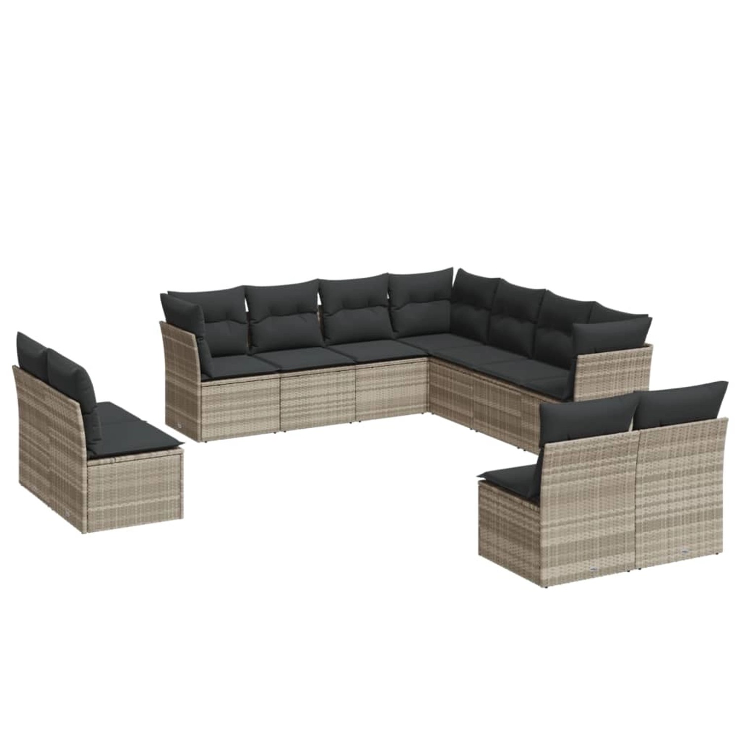 vidaXL 11-Tlg Garten-Sofagarnitur mit Kissen Hellgrau Poly Rattan 3249661 günstig online kaufen