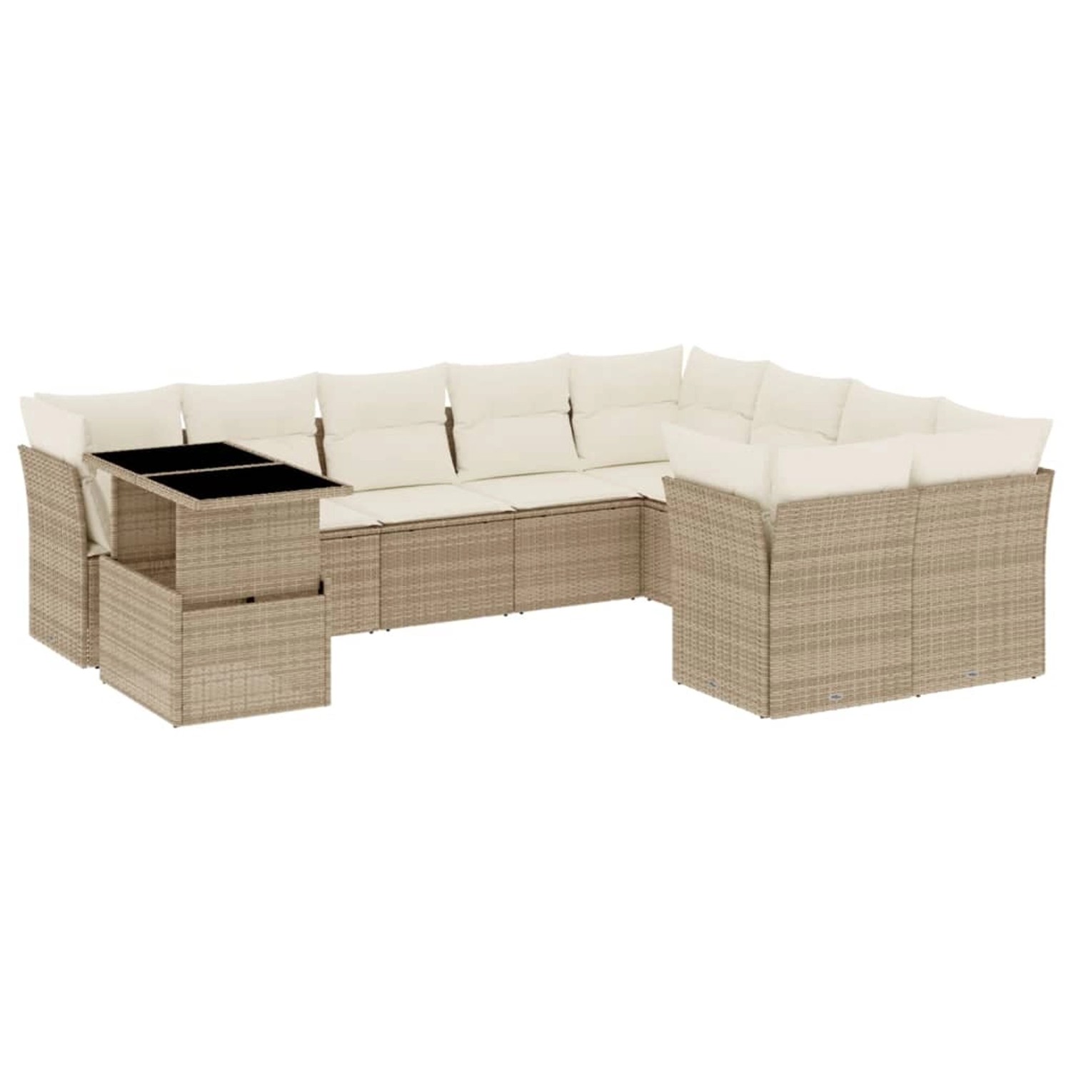 vidaXL 10-tlg Garten-Sofagarnitur mit Kissen Beige Poly Rattan Modell 217 günstig online kaufen