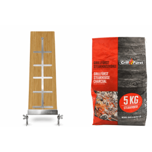 Grillfürst Flammlachs Starter Set Flammlachsbrett und Steakhouse Grillkohle 5Kg