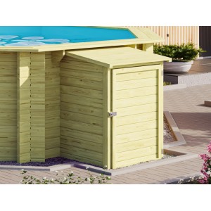 Karibu Technikbox aus Kesseldruckimprägniertem Holz zur Pooltechnik Aufbewahrung.