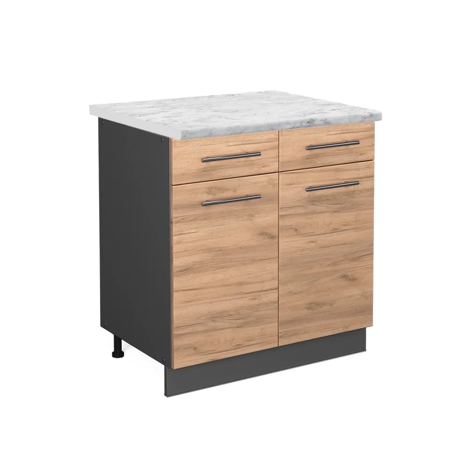 Vicco Küchenunterschrank Fame-Line Goldkraft Eiche/Anthrazit 80 cm AP Marmor