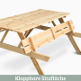 DELUKE Outdoor Picknicktisch KLEIS 140cm Massives Tannenholz Faltbare Sitze Picknickbank Sitzgruppe Aussen Bank Sitzbank Gartenbank_5