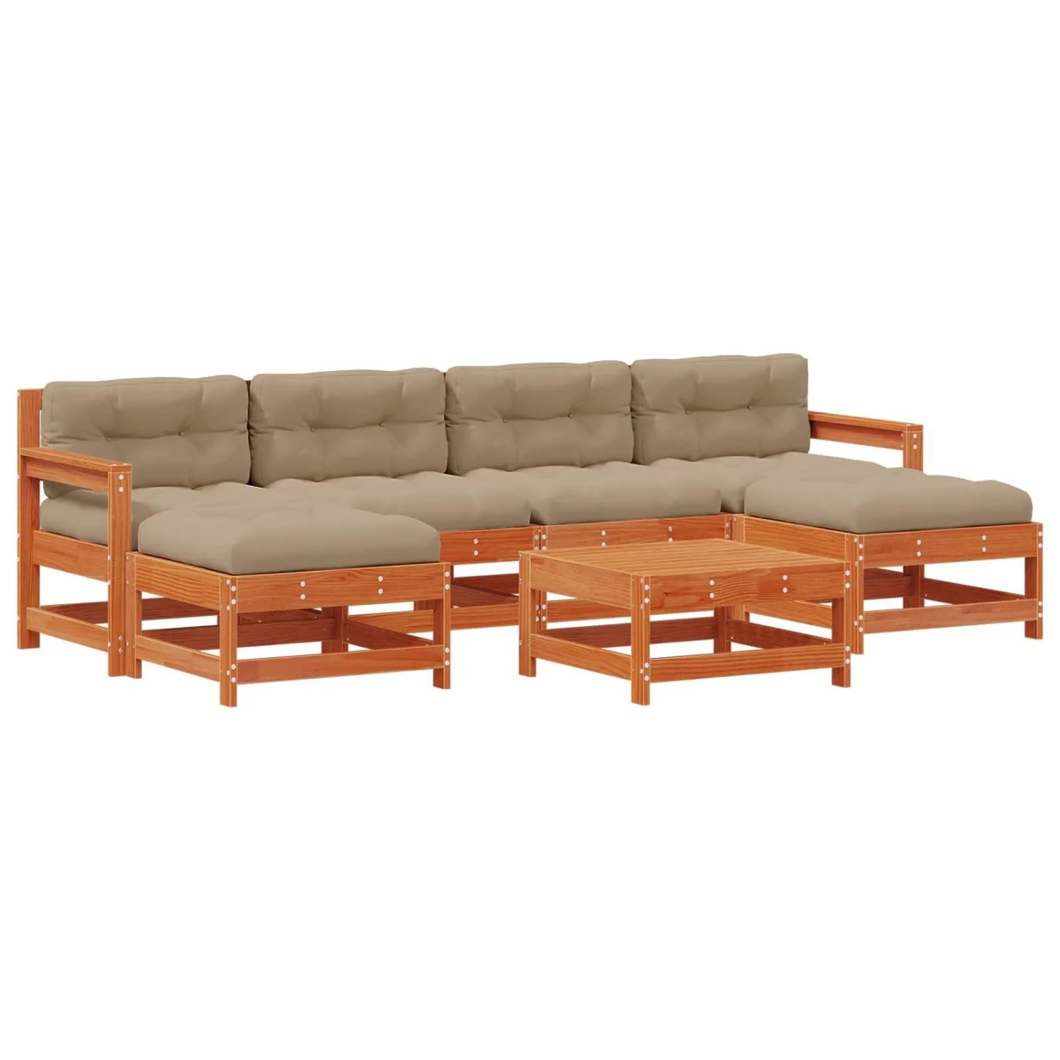vidaXL Garten-Lounge-Set 7-Tlg Wachsbraun Massives Kiefernholz 3418108