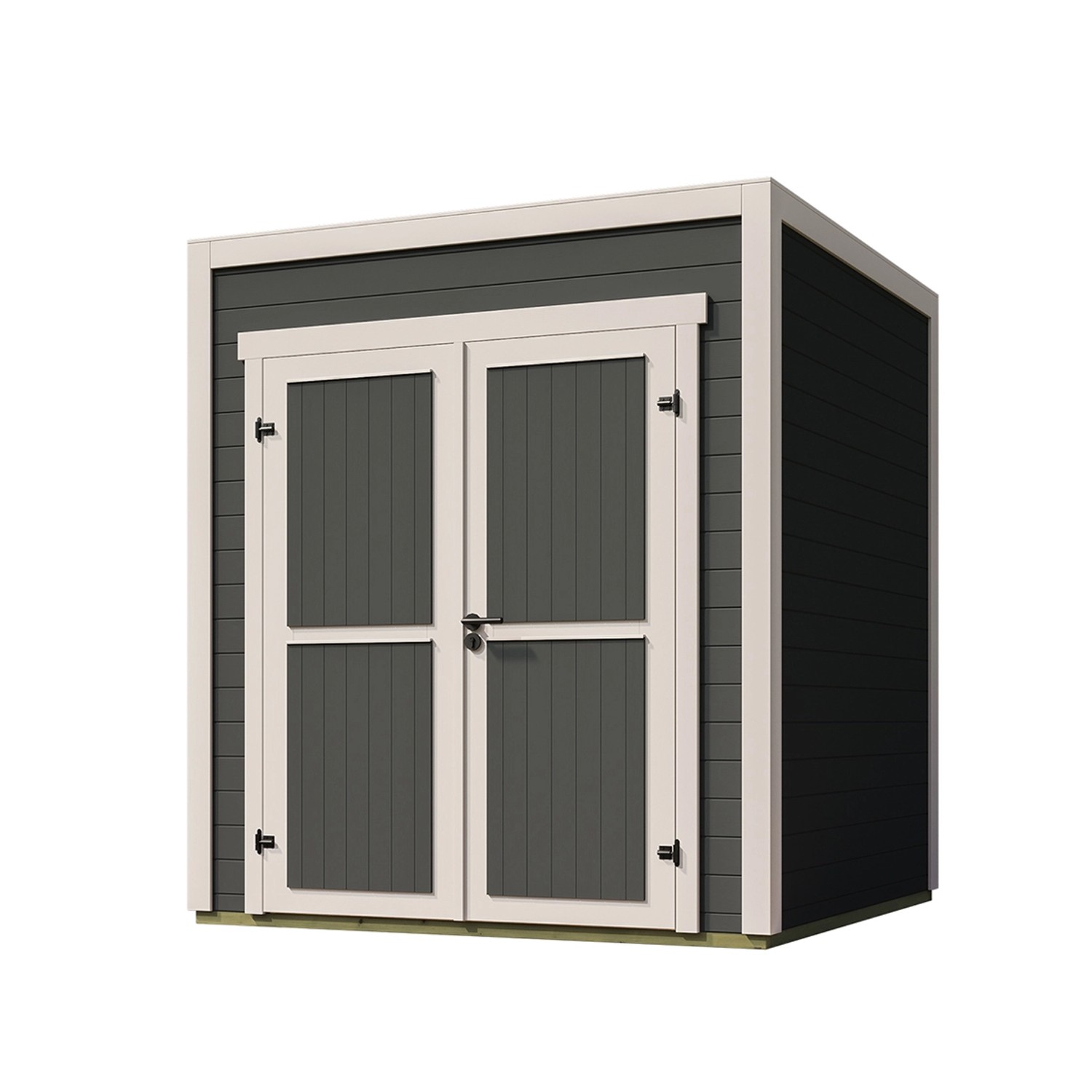 Weka Gartenhaus Batu 1 Flachdach Vollholztür Dark Grey 200 cm x 200 cm