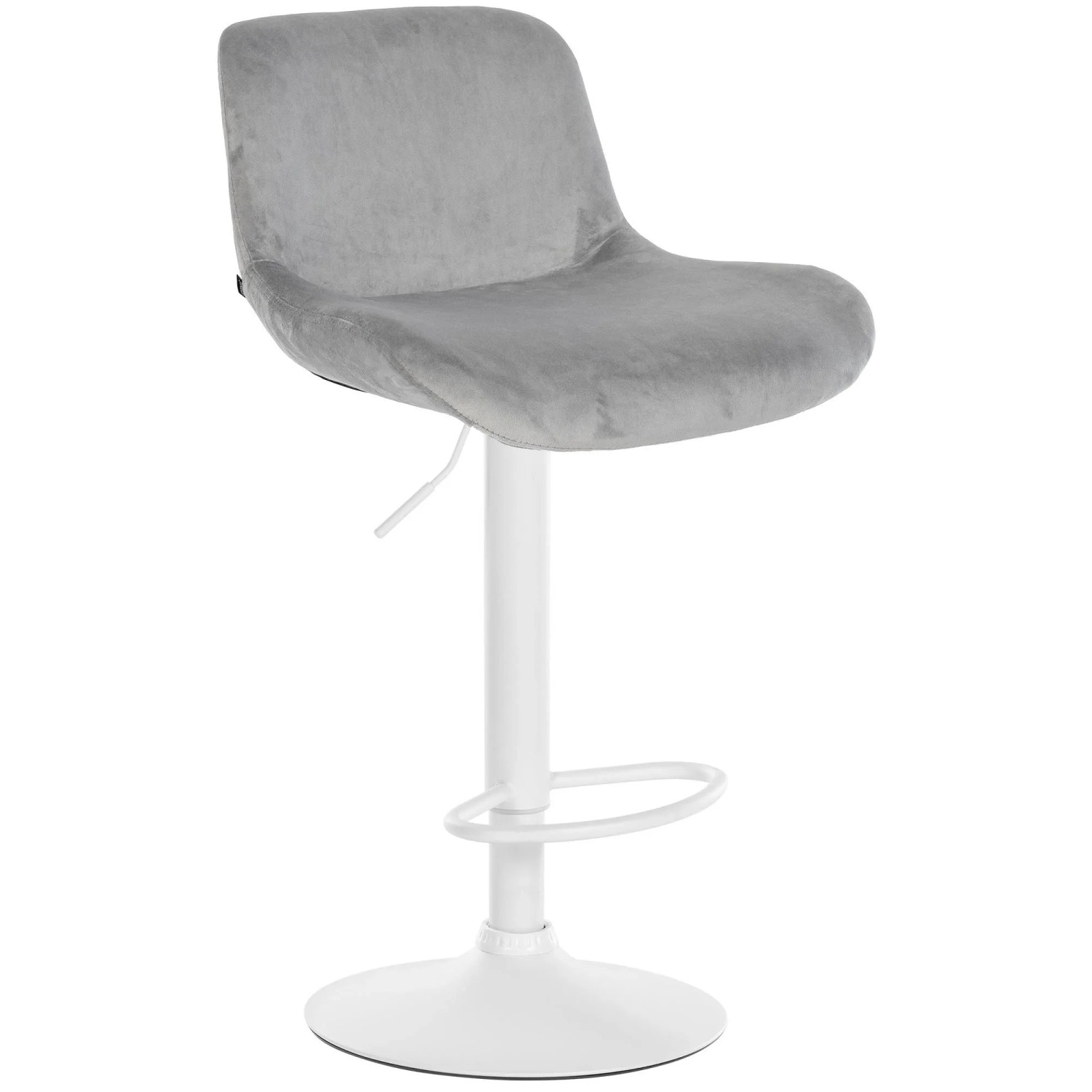 DELUKE Barhocker PONOR Samt Grau 50x50x85cm Weiß Barstuhl Höhenverstellbar Mit Lehne Drehbar Tresenhocker Tresenstuhl