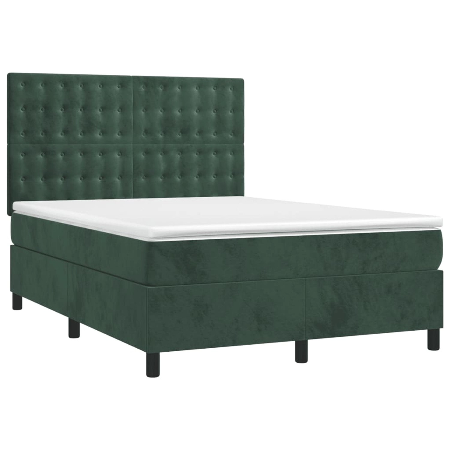 vidaXL Boxspringbett mit Matratze & LED Dunkelgrün 140x190 cm Samt 3136362 günstig online kaufen