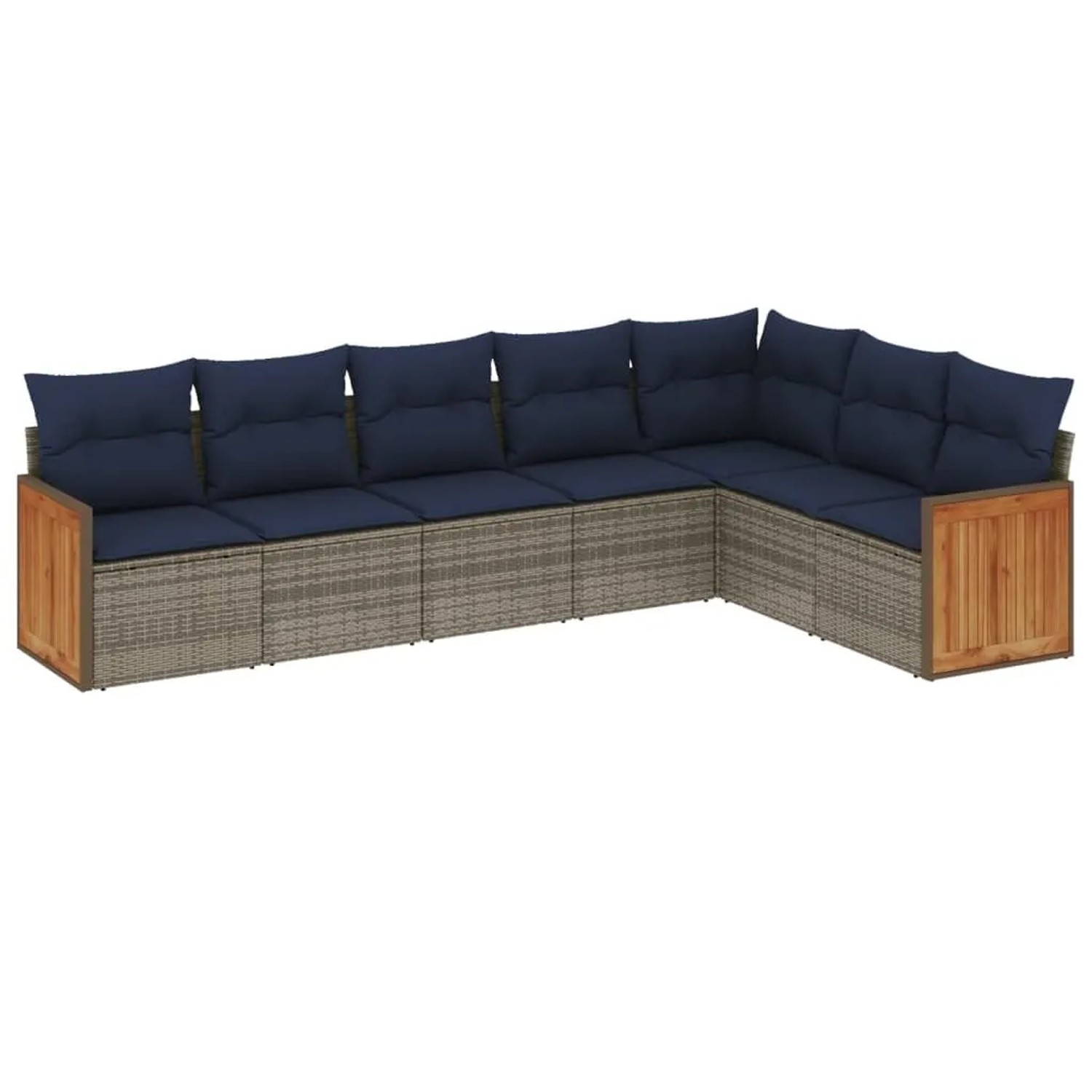 vidaXL 7-Tlg Gartensofa-Set mit Kissen Grau Polyrattan 3227713 günstig online kaufen