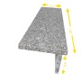 Pedras Salgadas Außentreppenbelag, geflammter Granit, 120 cm breit, mit Maßangaben.