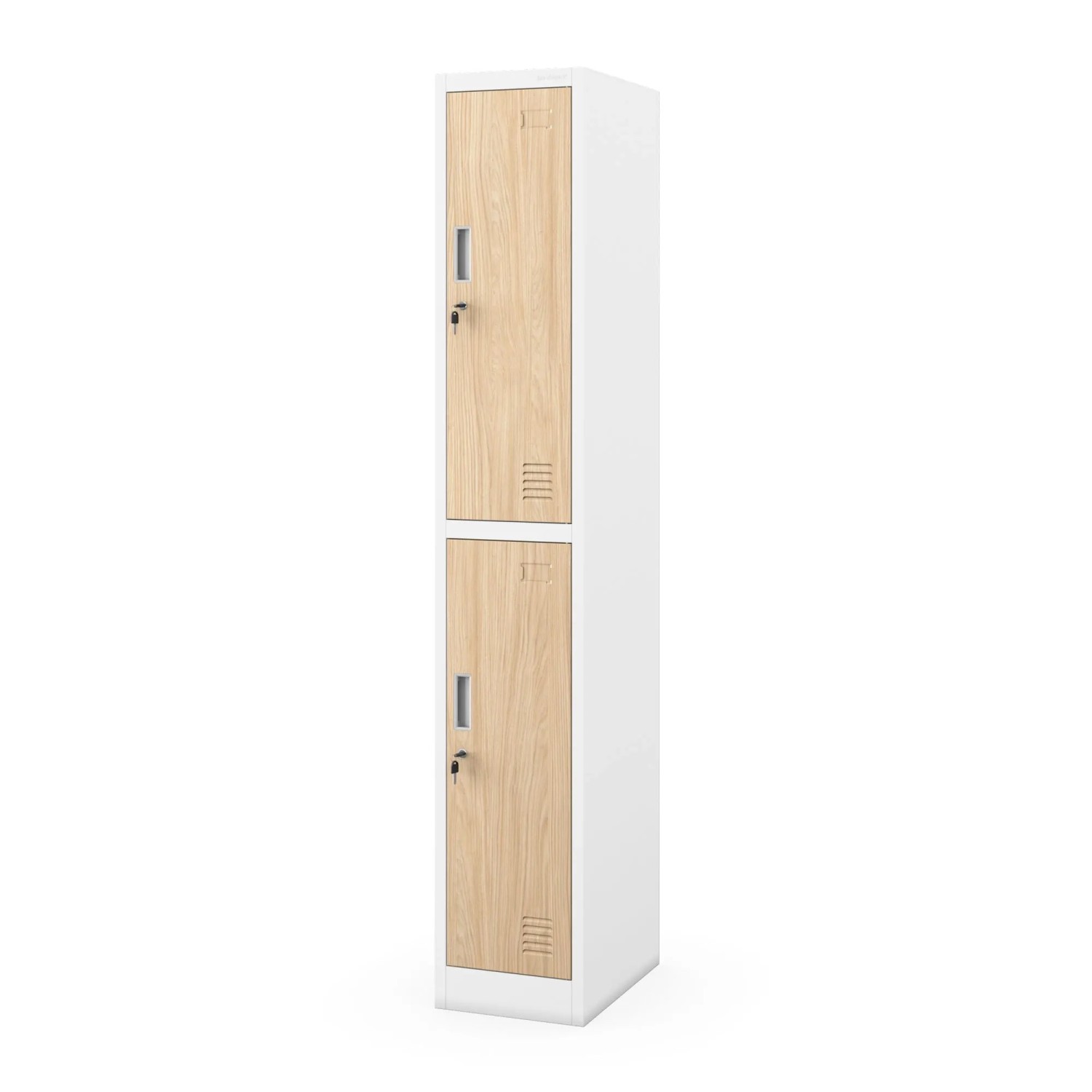 JAN NOWAK Arbeitsschutz-Kleiderschrank Für Mitarbeiter Einzelmodell 2 Fächer mit Kleiderstange 185x32x45 cm IGOR 1 Plus Weiß Sonoma Eiche