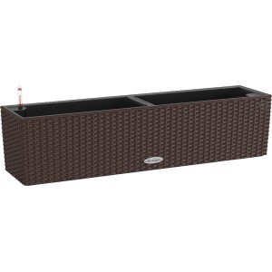 Lechuza Balconera Cottage 80 in Mokka: Blumenkasten mit Bewässerungssystem und Flecht-Optik.