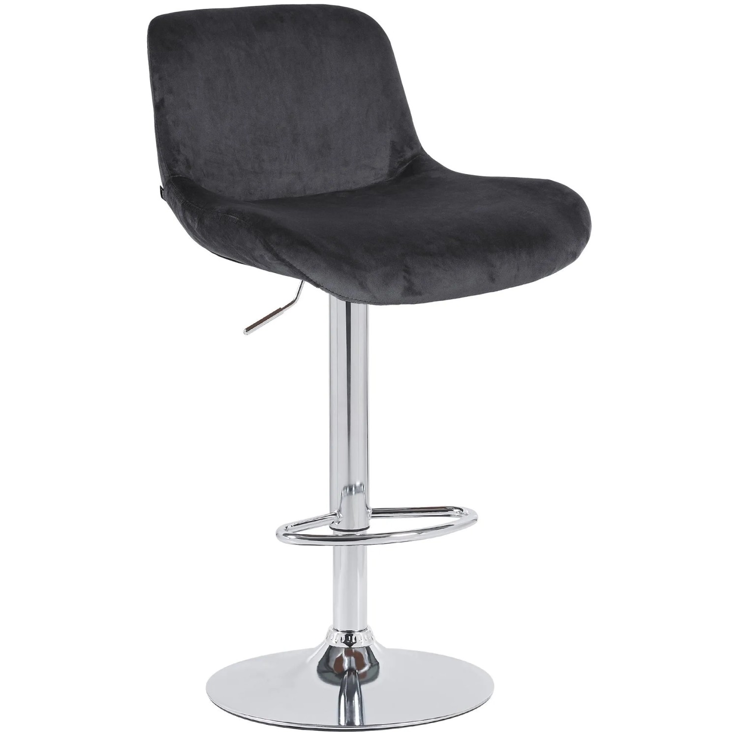 DELUKE Barhocker PONOR Samt Schwarz 50x50x85cm Silber Barstuhl Höhenverstellbar Mit Lehne Drehbar Tresenhocker Tresenstuhl