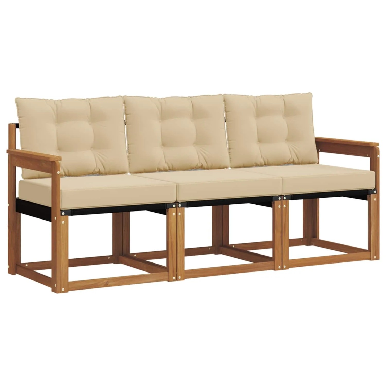 vidaXL Outdoor-Sofagarnitur mit Kissen 3-Tlg Natur und Beige 3368348