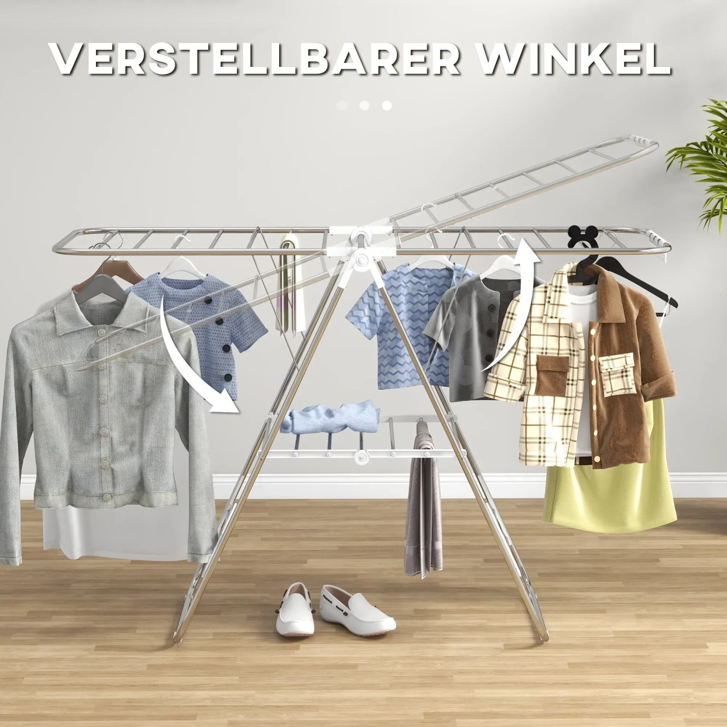 HOMCOM Wäscheständer platzsparend 60,5 x 148 x 98 cm kaufen bei OBI