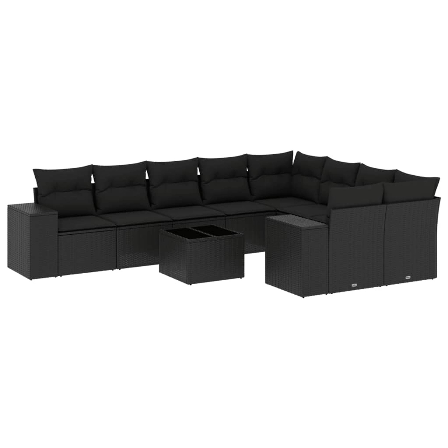 vidaXL 10-Tlg Garten-Sofagarnitur mit Kissen Schwarz Poly Rattan 3223044 günstig online kaufen