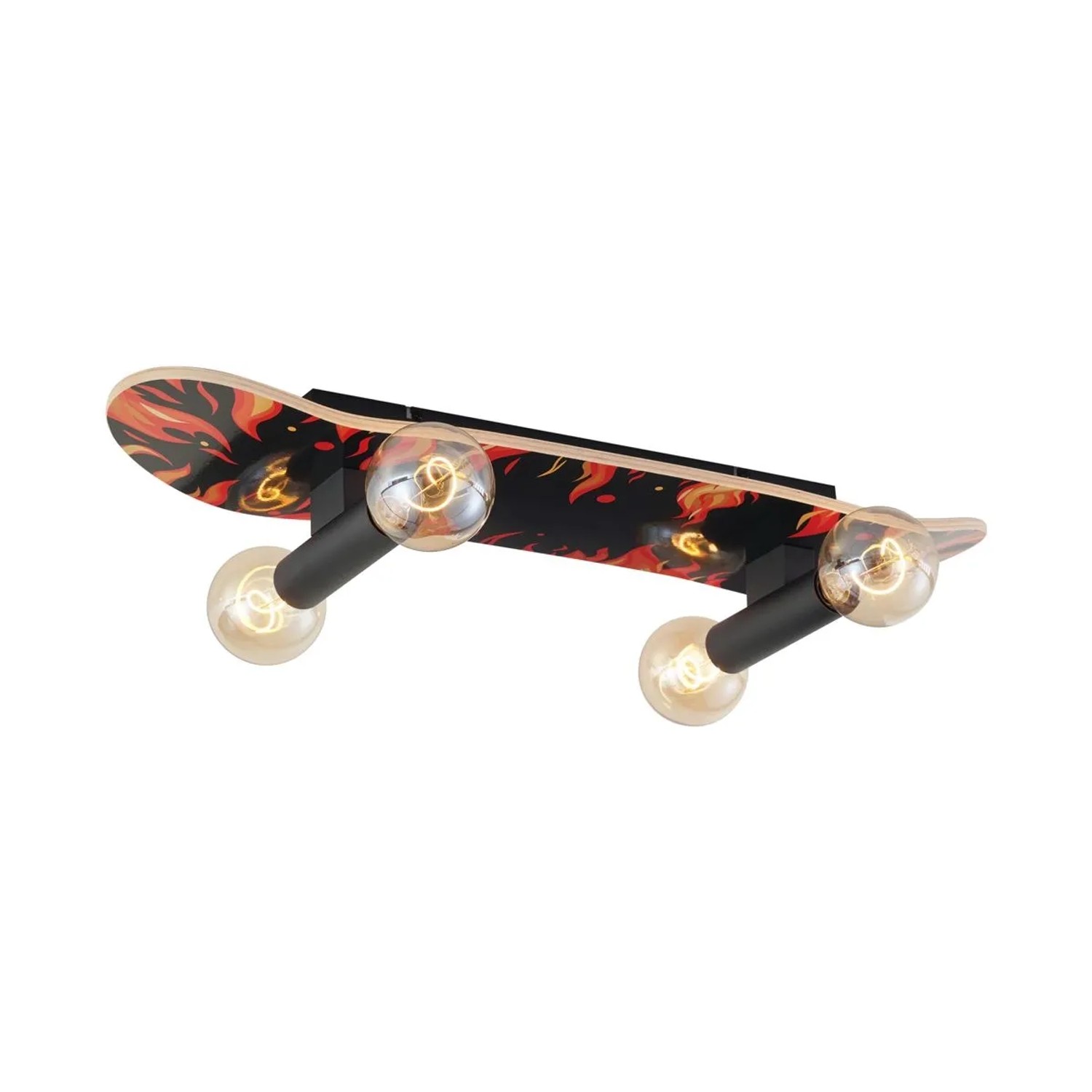 QAZQA Wandleuchte Schwarz mit Rot 80cm Skateboard