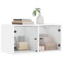 Zwei weiße Wandschränke mit Glastüren, vidaXL, für Büro oder Wohnzimmer.