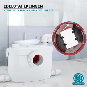 Xpotool 4/1 Kleinhebeanlage 400W Häcksler Hebeanlage Wc Schmutzwasser Fäkalien