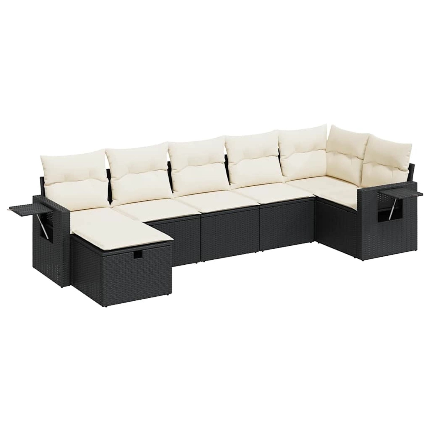 vidaXL 7-Tlg Garten-Sofagarnitur mit Kissen Schwarz Poly Rattan 3325502 günstig online kaufen