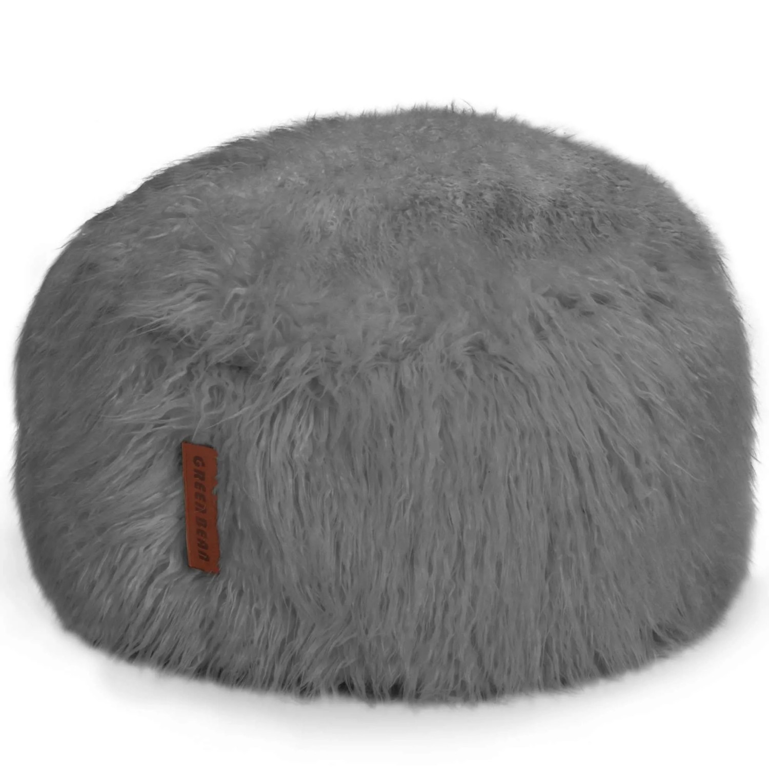 Green Bean Sitzpouf Sitzsack Pouf XXL 100 x 55 cm Fell mit EPS-Perlen-Füllung Grau