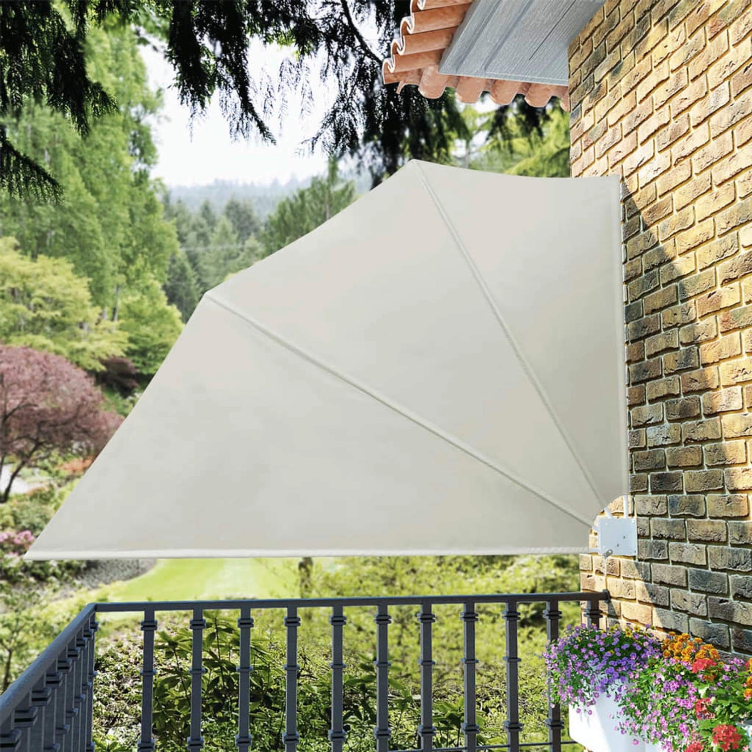furnicato Faltbarer Balkonfächer Creme 160×240 cm günstig online kaufen