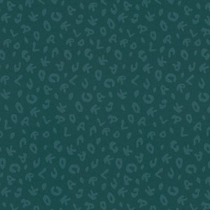 Grüne Vliestapete mit Buchstaben-Leopardenmuster für Schlaf- und Esszimmer.