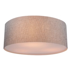 Graue Globo Deckenleuchte Paco mit Stoffschirm für drei E14 Leuchtmittel.